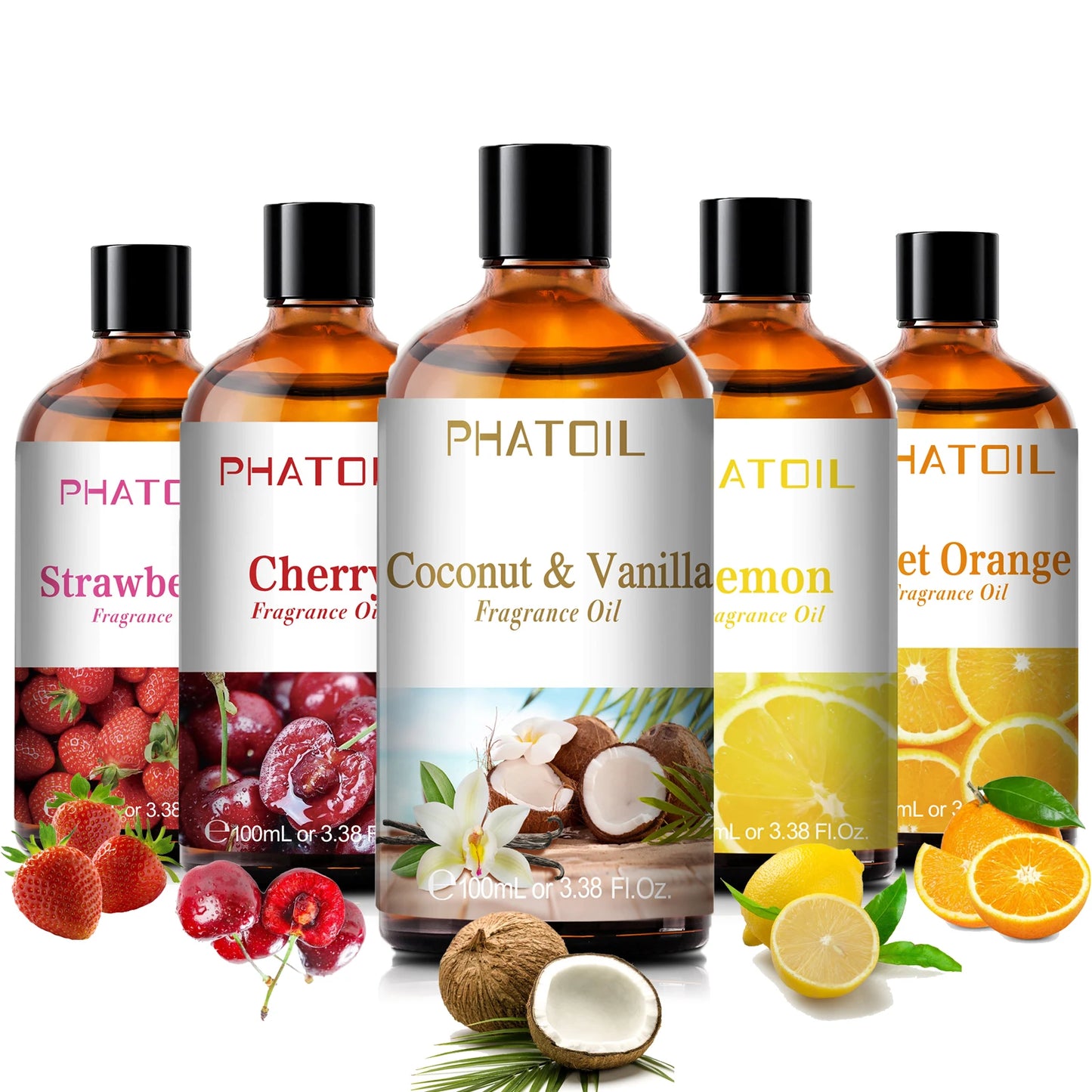100Ml Aromatherapy Fragrance Oil Coconut & Vanilla Strawberry Cherry Lemon 1/2/3Pcs Aroma Oil for Diffuser Candle Making